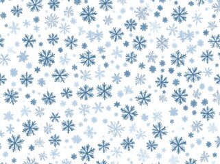 Geometric pattern with snowflakes. Contemporary seamless backdrop. White and blue hues. Modern graphic design.
