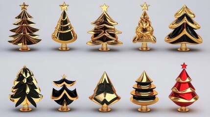 Obraz premium A set of glowing Christmas tree light elements in PNG format, set against a transparent backdrop