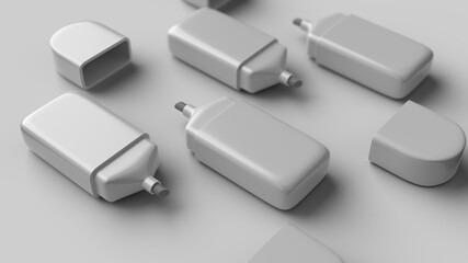 various white mini markers on a white backdrop