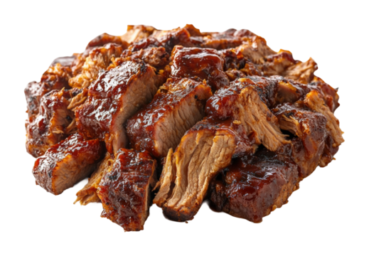 Delicious barbecue pulled pork dish on food high fidelity tasty concept isolated on transparent background png