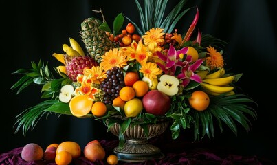 Bright tropical fruit arrangement