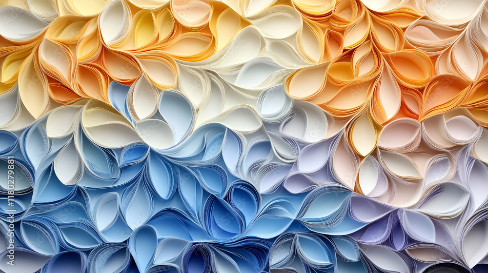 Poster seamless abstract decorative 3d leaves pattern background representing natural chaos in motion blend