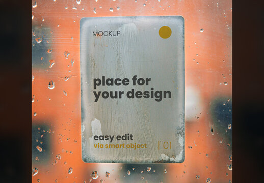 Wet Paper on Rainy Window Mockup