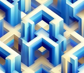 Seamless modern background adorned with an abstract geometric pattern of stripes and lines, enhanced by a simple lattice graphic and white and blue ornament.
