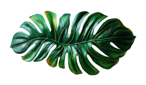 Captivating monstera leaf with natural imperfections indoor space botanical high fidelity close-up nature aesthetics isolated on transparent background png