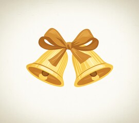 A Christmas illustration of golden bells in watercolor.
