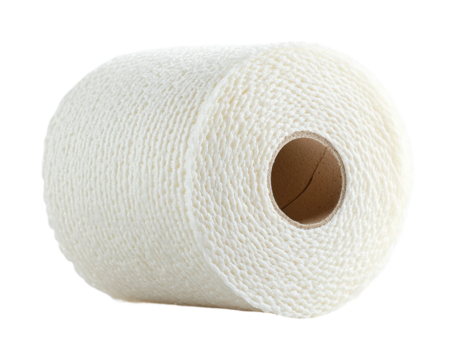 Coiled white bandage roll studio setting high fidelity clean environment close-up view medical concept isolated on transparent background png