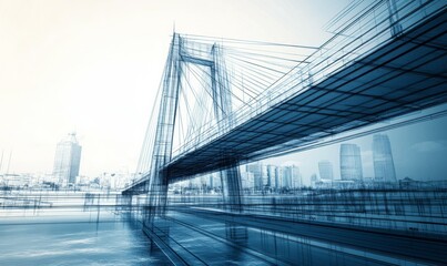 Obraz premium Civil engineering blueprint of a modern bridge