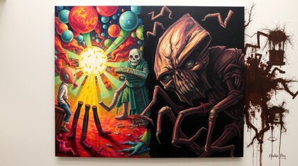 background with flowers painting statue 