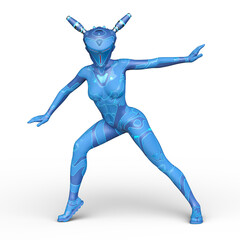 女性サイボーグ　3DCGレンダリング