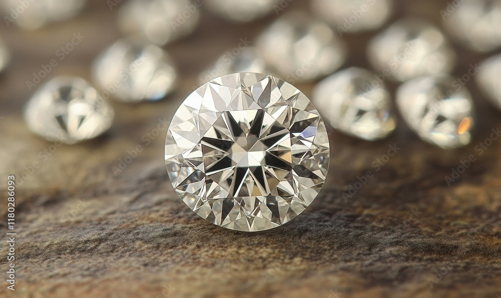 Poster close up of a diamond with other diamonds surrounding it. the diamond is the main focus of the image