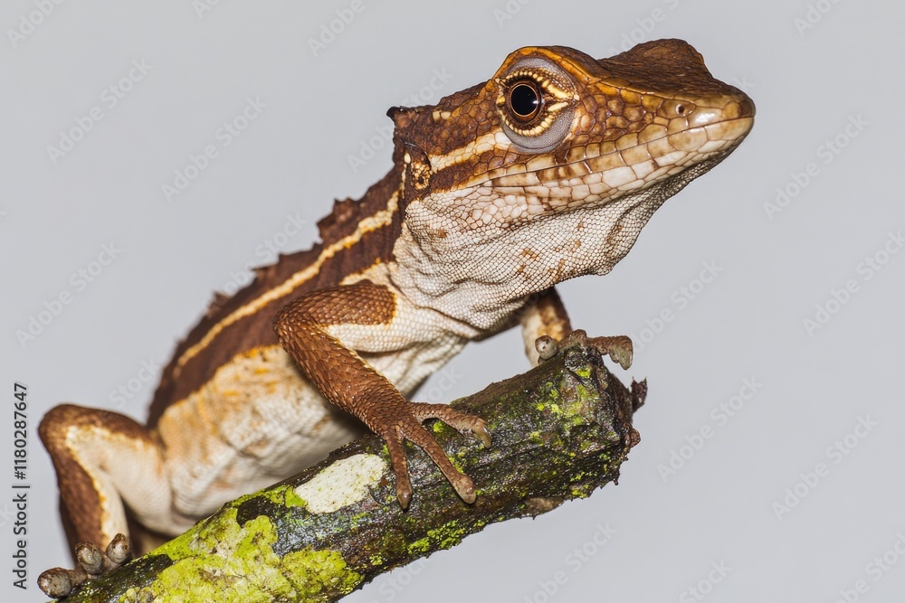 Poster close-up of a lizard perched on a branch