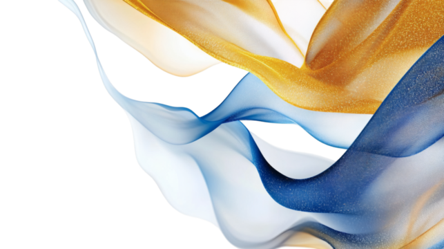 Gold-blue abstract graphical background isolated on white background