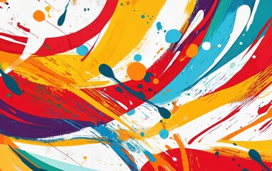 A vibrant abstract background with colorful brushstrokes and splashes of paint, creating a dynamic and artistic vibe