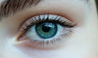 Obraz premium Close-Up of Blue-Green Eye with Natural Light, vision, clarity, perception, connection
