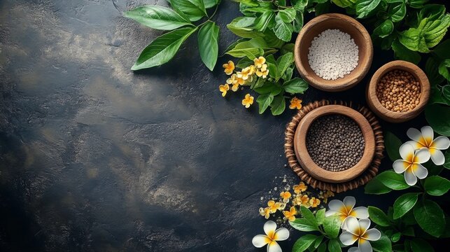 Natural spa essentials on stone