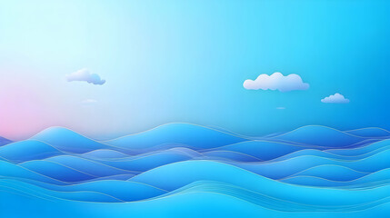 Serene ocean waves at sunrise, peaceful sky, calming background ideal for travel brochures or websites.