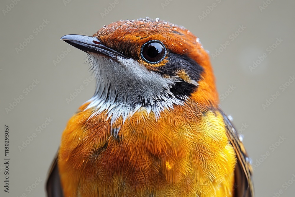 Poster a detailed view of a bird's features with a blurred out background