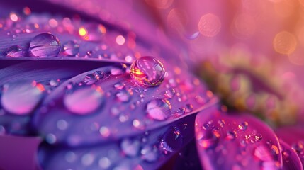Close-up of water droplets on a vibrant purple flower