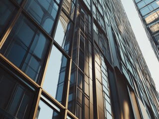 City skyscraper with streetlights