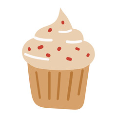 Abstract cupcake, white background, food illustration