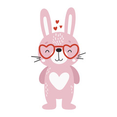 Love rabbit animal isolated, valentines animal, kids illustration