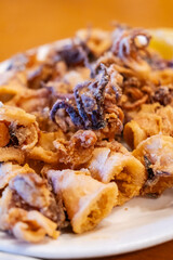 fried and battered squid, La Coruña, (Corunna), Galicia, spain