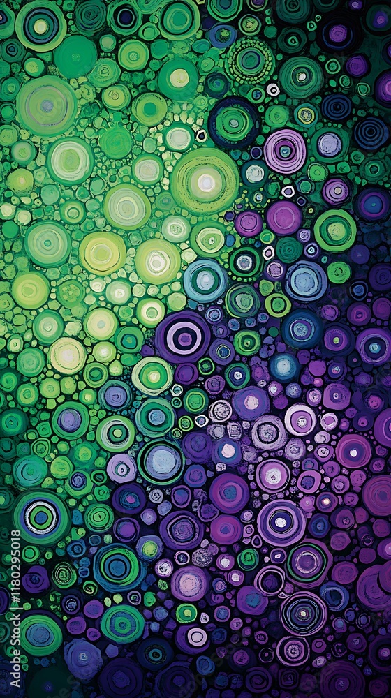 Poster circular patterns in blue and green geometric design for a smooth and trendy abstract background