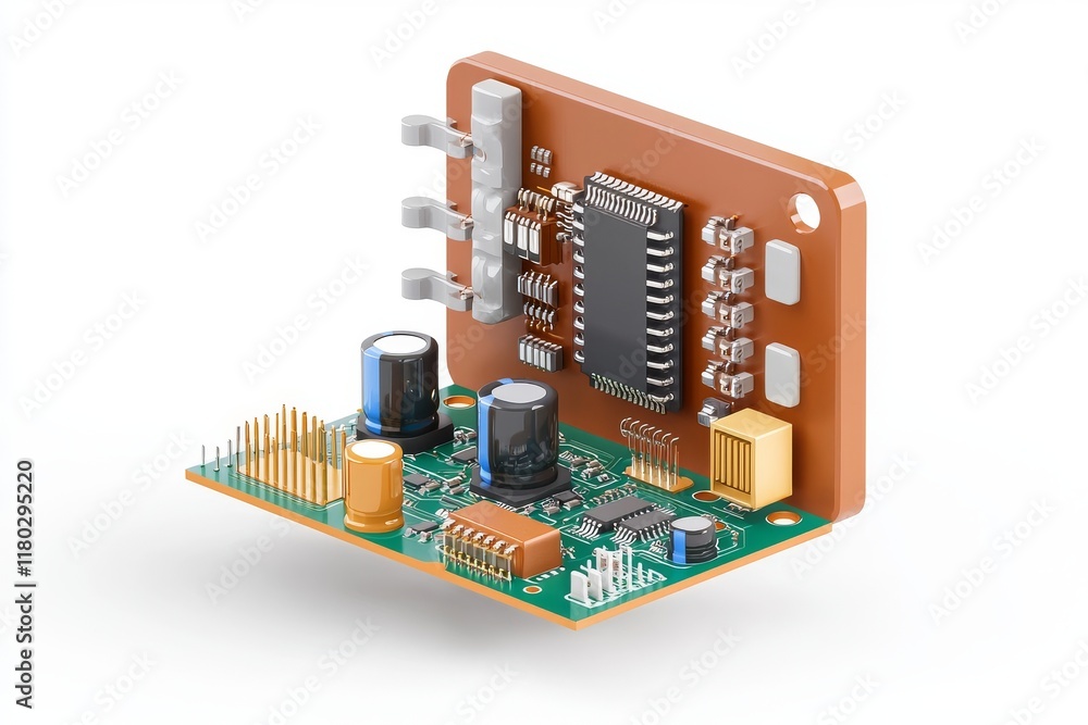 Poster a state-of-the-art digital wallet with a circuit motif, combining tech and finance, emblematic of ad