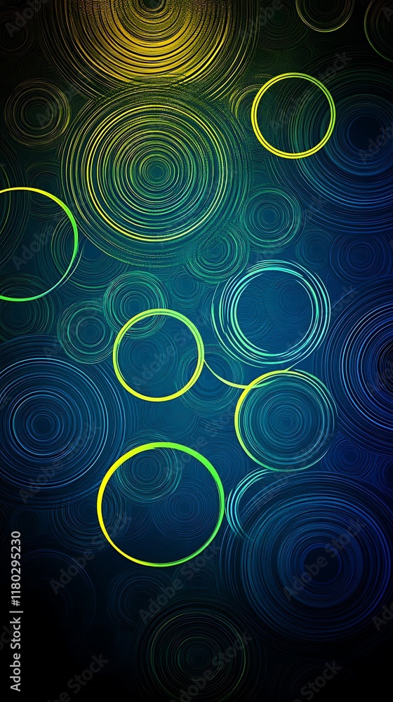 Poster circular patterns in blue and green geometric design for a smooth and trendy abstract background