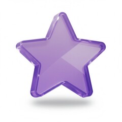 Glossy purple star icon on white background: modern 3d design element