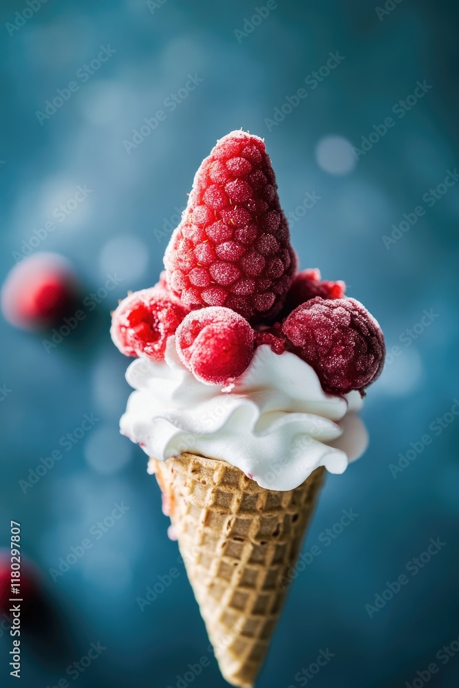Aufkleber a sweet treat featuring a raspberry ice cream cone topped with whipped cream