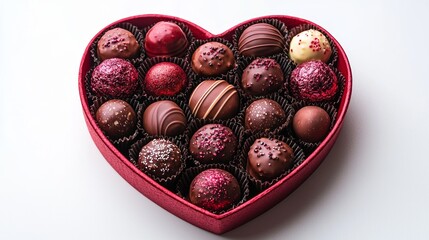 Obraz premium Chocolate box with a ribbon, isolated on a white background