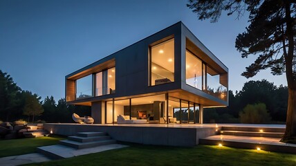 Fototapeta premium Futuristic modern house. 