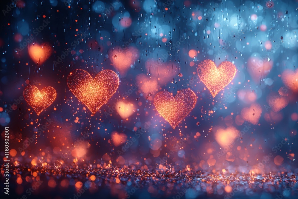 Aufkleber bokeh heart-shaped light background with a sparkling effect, ideal for adding copy space to valentin