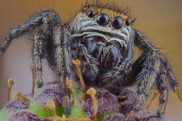 portrait of a jumping spider, very close up