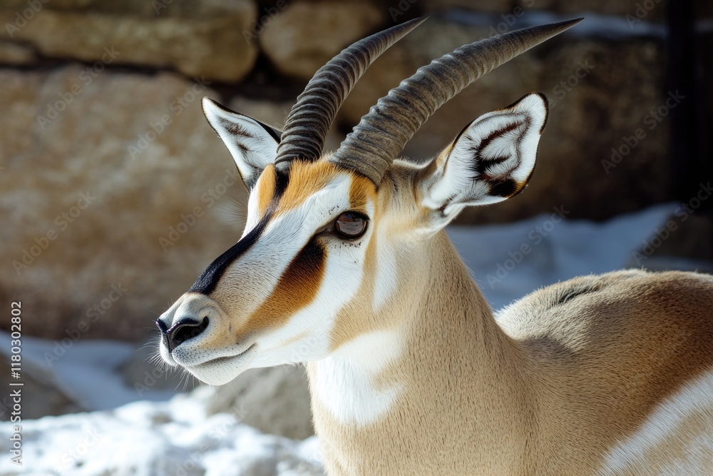 Poster a close-up shot of an antelope with distinctive long horns