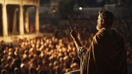 The apostle Paul preaches to a crowd at the Areopagus in Ancient Athens