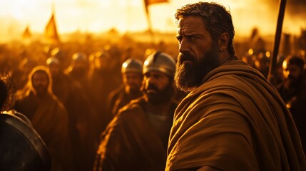 Naklejka premium Elias Confronts Ahab: A Fiery Showdown