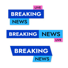 a set of news banners with the text of news in a live broadcast on TV broadcast in beautiful colors