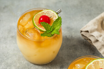 Cold Boozy Tropical Mai Tai Cocktail