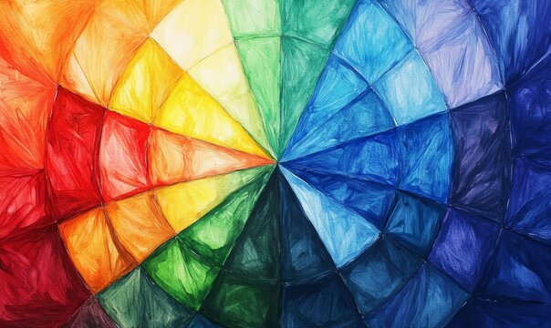 Color wheel illustration with primary, secondary and tertiary colors.