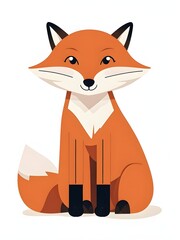 Obraz premium cute wild animal illustration fox sitting facing front