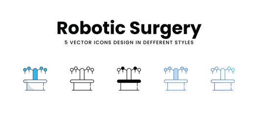 Robotic Surgery icons different style vector stock illustration