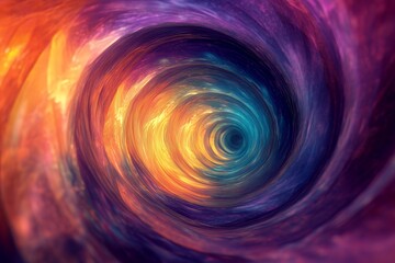 Abstract swirling cosmic vortex of vibrant colors
