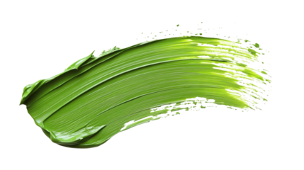 Green paint brush stroke makeup smear with smooth transitions isolated on white background