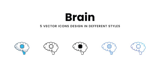 Brain icons different style vector stock illustration