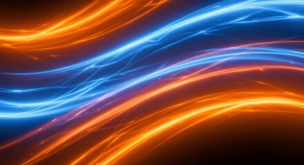 Obraz premium Fiery Blue and Orange Abstract Waves 