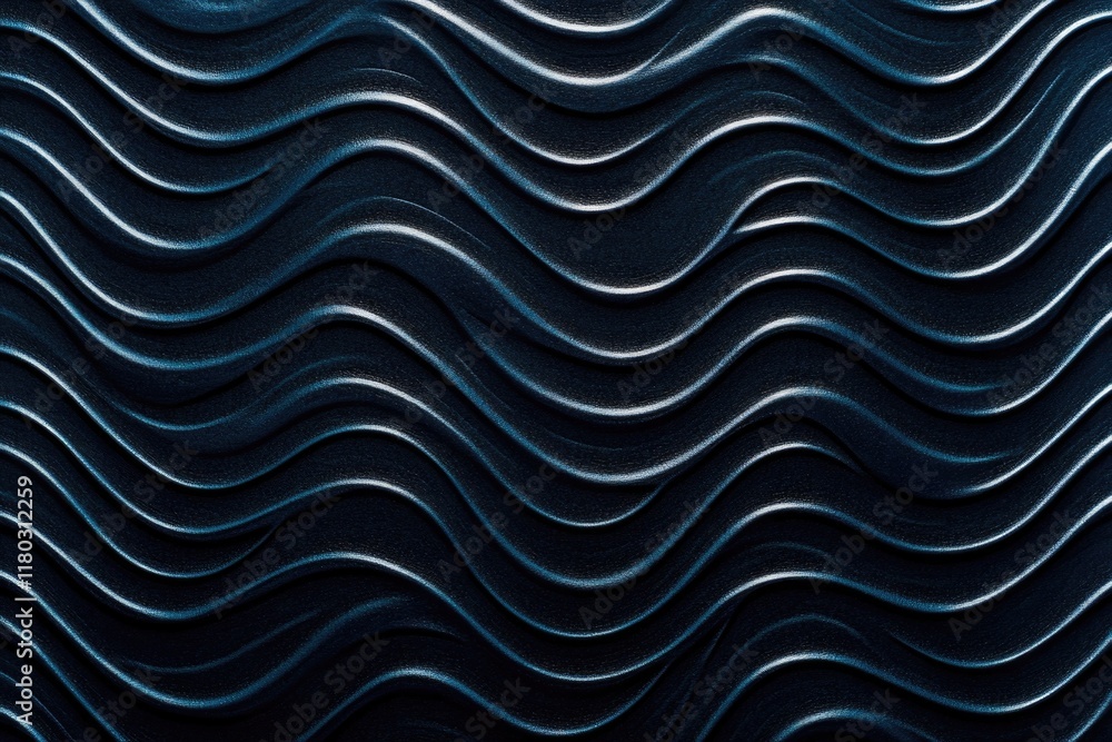 Poster close-up shot of a metal surface featuring wavy lines, suitable for use in industrial or technical c