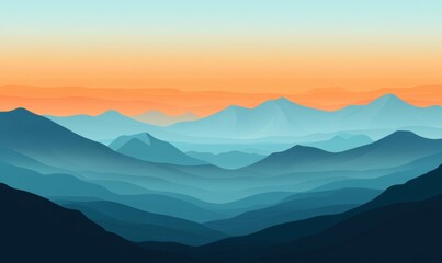 Desert landscape with mountains in the background. The sky is a mix of blue and orange